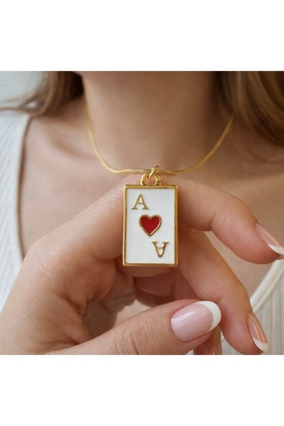 Women's Gold Ace of Spades Playing Card Necklace