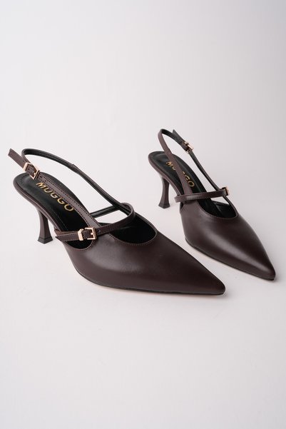 Anjela Belt Detailed Pointed Toe Open Back Women's Heeled Shoes