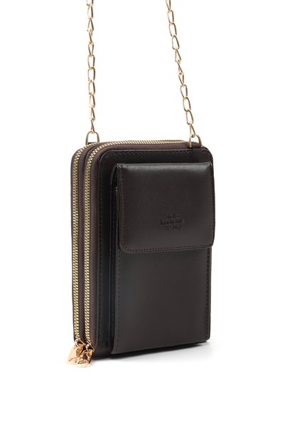 Brown Color Shk312 Faux Leather 4 Compartments, Chain, Phone Holder and Shoulder Bag