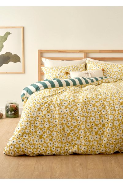Naomi Cotton Double Duvet Cover Set Yellow (200X220 cm)