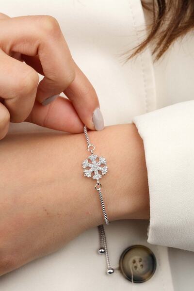 Women's White Plated Zircon Stone Snowflake Elevator Bracelet