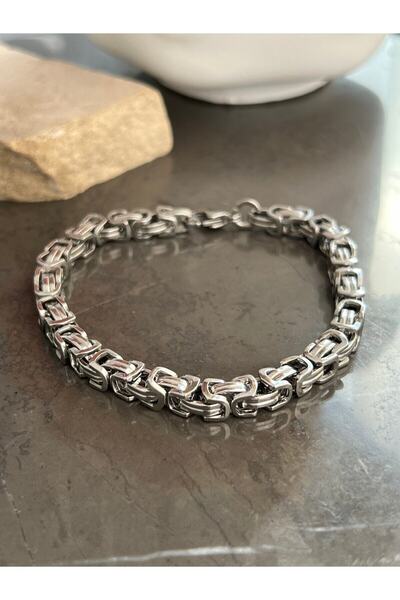 Men's Stainless Steel White Color King Chain Mesh Bracelet