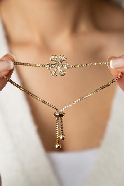 Yellow Color Zircon Stone Snowflake Women's Bracelet with Elevator Chain