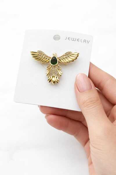 Phoenix Figured Stone Embellished Stylish Brooch