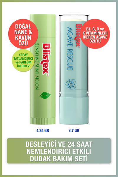 Sensitive Mint Melon крема за нега на усни 4.25gr + Agave Rescue хидратантен балсам за усни 3.7g