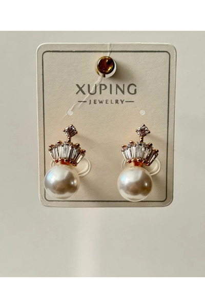 Xuping Rose gold Pearl Crown Stone Earrings