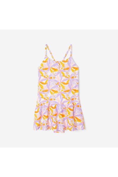 Children's Swimsuit with Cross-Back Detail and Skirt - Purple - Lilac