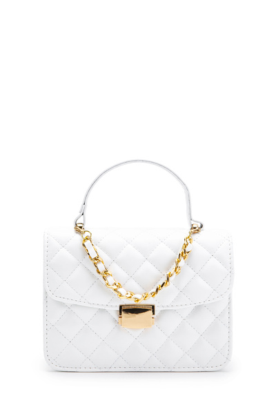 Gold Chain Charm Detailed Isabella Women's Crossbody Bag White