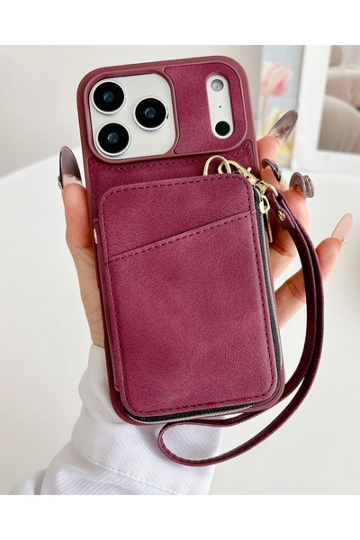 iPhone 13 Compatible Leather Wallet Case with Zipper Bag
