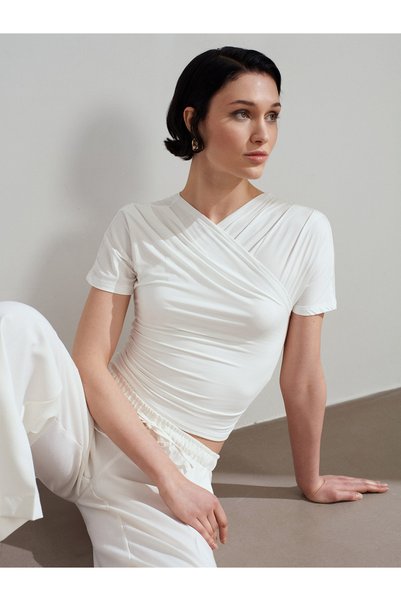 32659 Drapeli Short Sleeve Top-Ecru