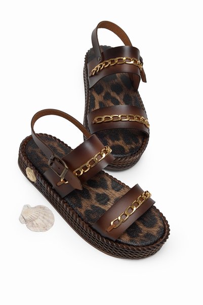 Women's Tan Poly Sole Comfortable Buckle Sandals