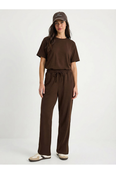 Women's Brown Comfortable Flexible Modal Top and Bottom Set 6126 60283949