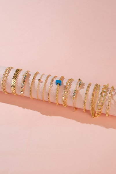 Gold Plated Women's Bracelet Combination Set
