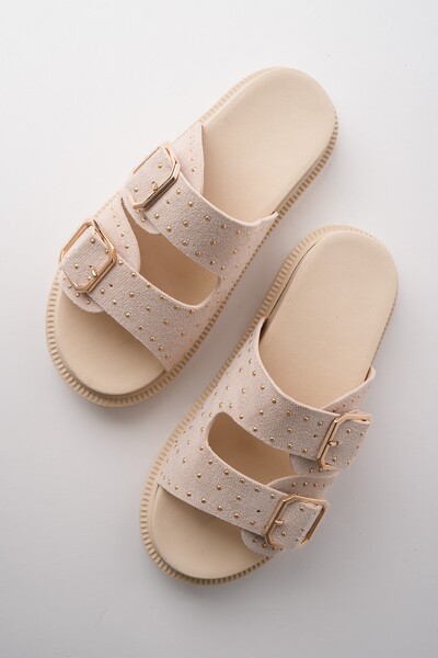 Estiva Adjustable Double Buckle Studded Casual Women's Slippers