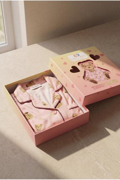 Girl's Teddy Patterned 3D Boxed Pajama Set
