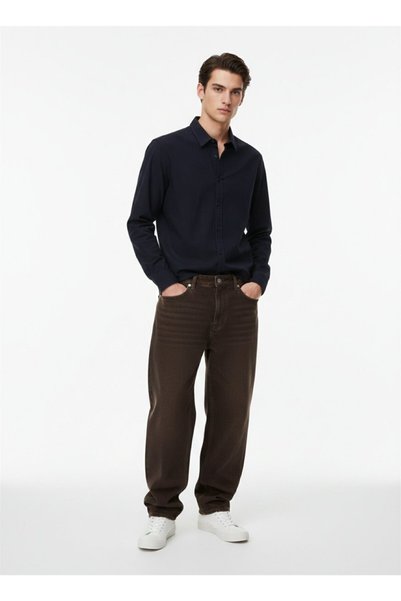 Long Sleeve Regular Basic Navy Blue Shirt