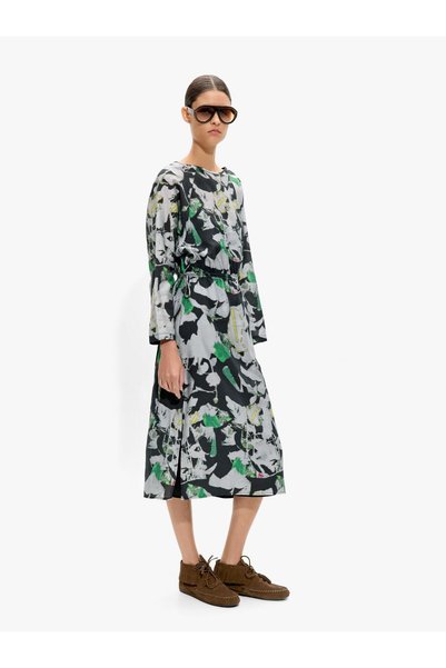 Women's Floral Patterned Midi Dress