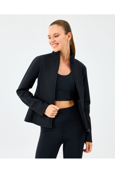 W fitted softshell turtle neck jacket women's black coat s2520190-3817