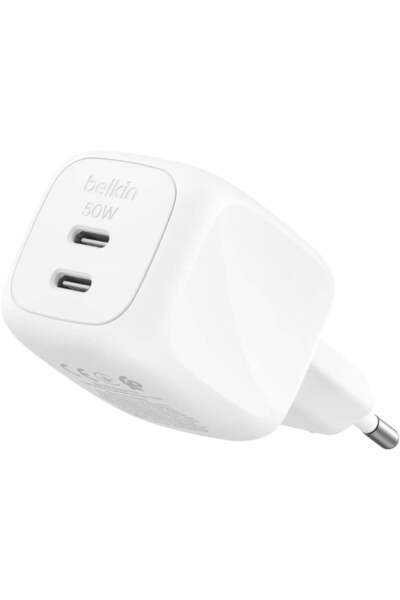 BoostCharge Pro полнач со 2 порти USB-C GaN 50 W, 2x USB-C, бел