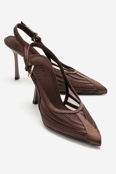 FAUNA Brown Satin Womens Heeled Shoes