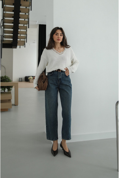 Blue Belted Skater Jeans