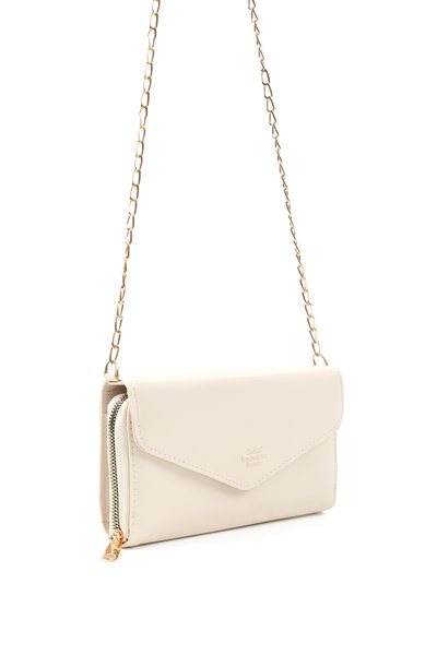 Cream Shk286 Faux Leather 4 Compartments, Chain, Phone Holder and Shoulder Bag