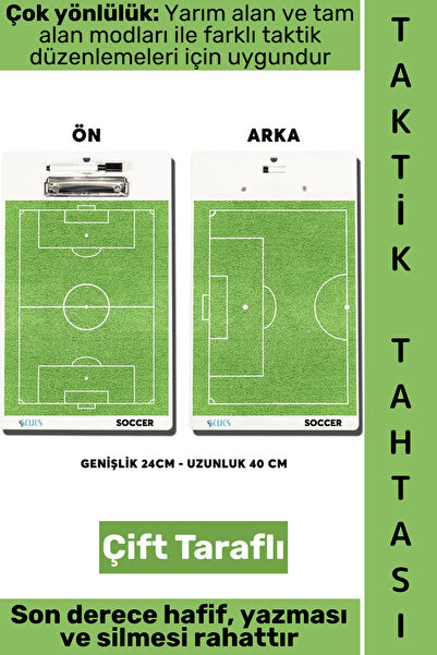#FootballTactic професионална училишна табла за фудбалска тактика, цел/половина терен, двострана 24 X 40 cm