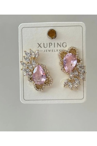 Xuping Drop Pink Contrast Earrings