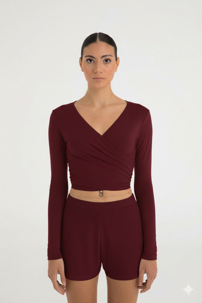 Ultra Soft Blouse with Tie Detail, Burgundy