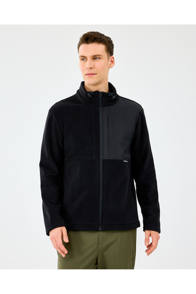 Outdoor Fleece Mixtech Full Zip Jacket Men's Black Coat S2520130-3817