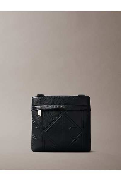 Men's Emblem Emboss Slim Shoulder Bag
