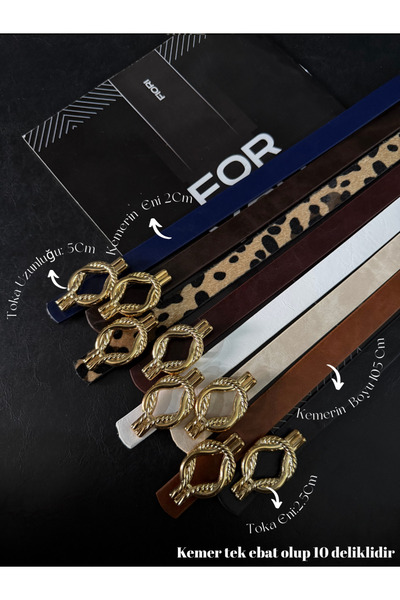 6-Piece Thin Snake Buckle Basic Women's Trouser Belt, Coat Belt, Dress Belt