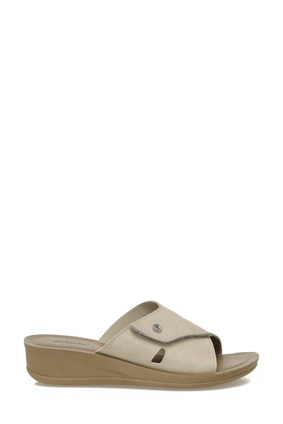 609008.Z5Pr Beige Women's Wedge Heel Slippers