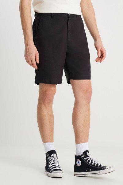 Elastic Waist Chino Shorts Black Men's Shorts