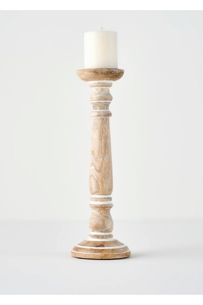 Dora Mango Wood Candlestick Natural (12X12X38 cm)