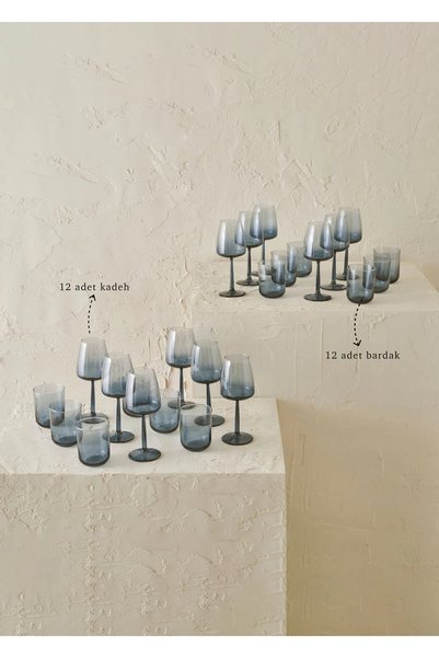 Soft Glass-Goblet Set 24 Pcs Blue