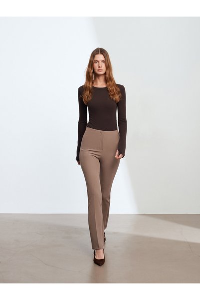72260 Fabric Trousers with Pen Detail-Mink