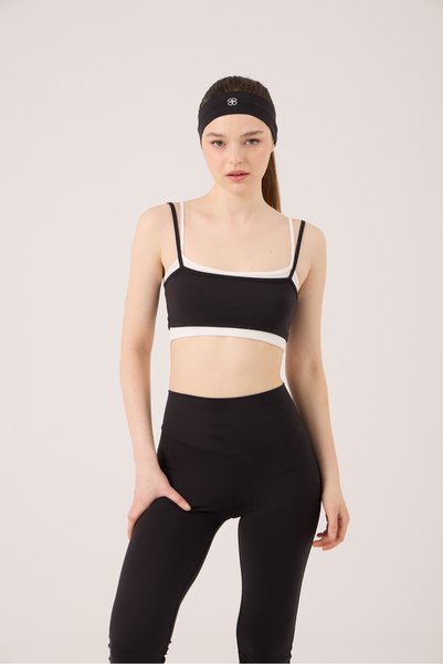 Double Layered Strap Fabiola Bustier Black