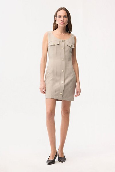 U-Neck Sleeveless Gabardine Dress