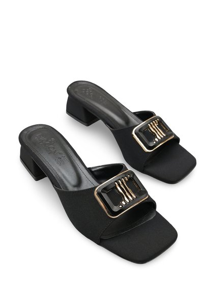 Elara Rosa Women's Heeled Slippers 0012201 Matte Black