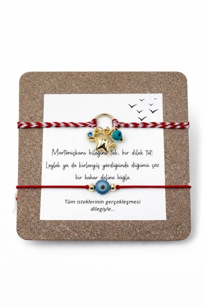 2-Piece Marteniçka Lucky Bracelet Set with Evil Eye Beads and Star Detail