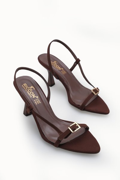 Stella Alba Women's Open Back Thin Heeled Shoes 00121901 Brown Nubuck