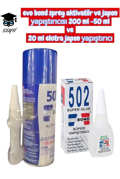 Evo Bond Spray Activator and Japanese Adhesive 200 ml -50 ml and 20 ml Extra Japanese Adhesive