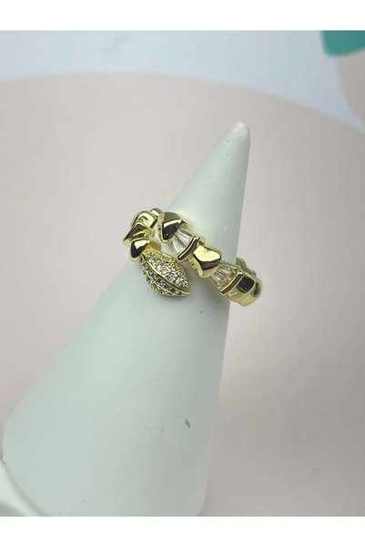 Steel Gold Snake Designed Adjustable Ring