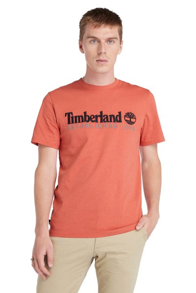 Embroidery Logo Tee Red Men's Short Sleeve T-Shirt