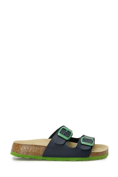 Navy Blue - Green Boys' Slippers 1-800111-8210-2