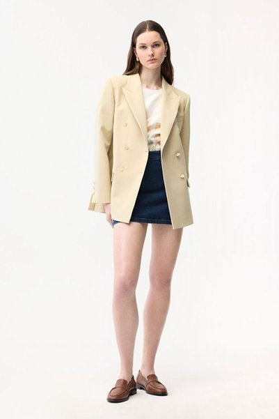 Denim Skirt with Buckle Detail