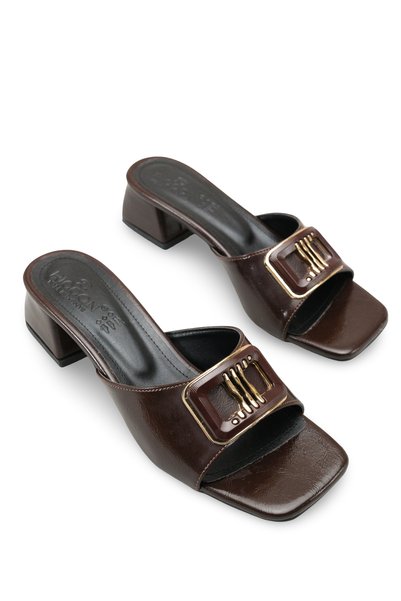 Elara Rosa Women's Heeled Slippers 0012201 Brown Rustic