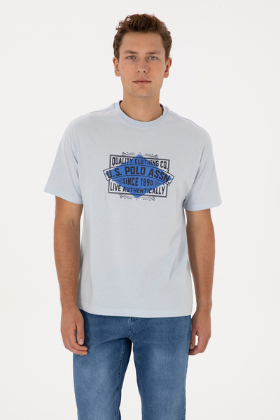 Men's Comfort Fit Crew Neck Light Blue T-Shirt 50324811-Vr003