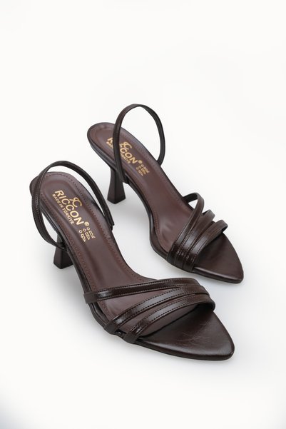 Aurora Clara Women's Open Back High Heel Shoes 00121903 Brown Rustic